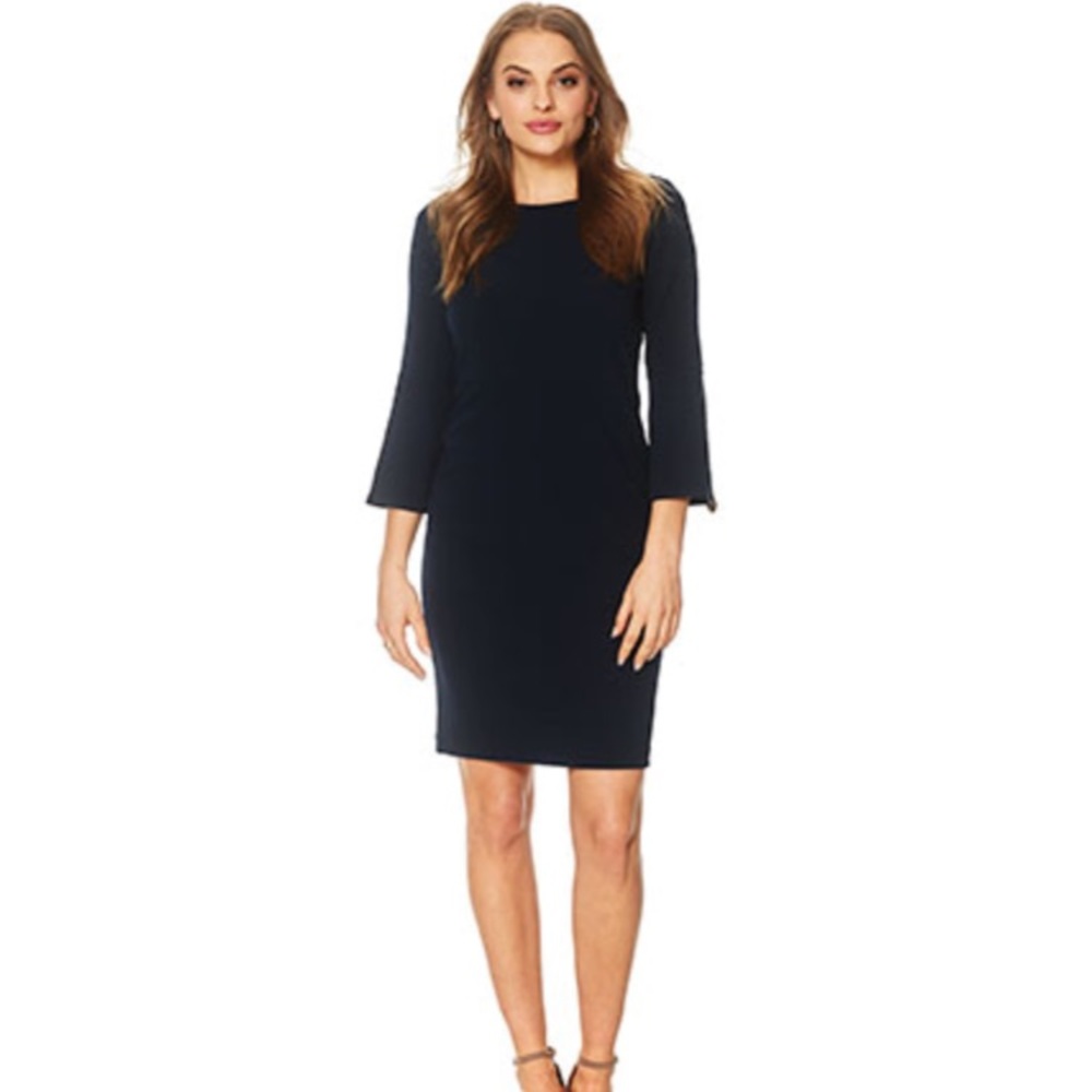Tommy Hilfiger Bell Sleeve Scuba Crepe Dress Blue
